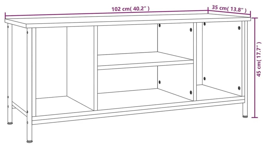 szürke sonoma színű szerelt fa TV-szekrény 102x35x45 cm