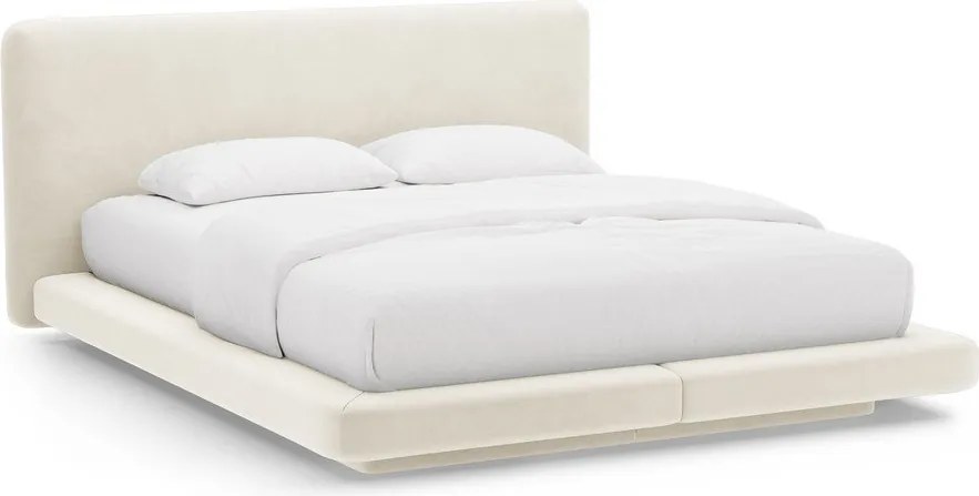 Elefántcsont színű kárpitozott franciaágy 200x200 cm Linea – Micadoni