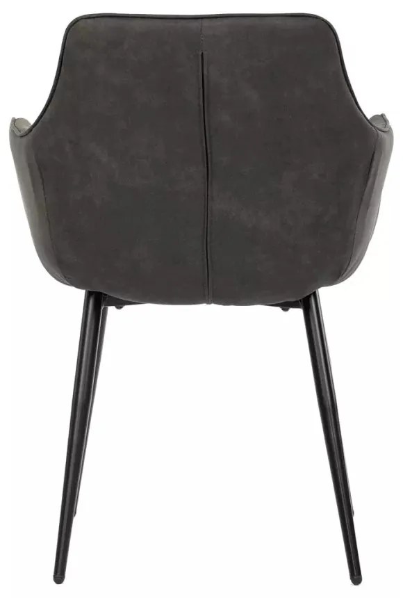 Scaun de dining modern cu brațe, cu cusături decorative elegante. Tapițerie din material textil negru. DCH-225. Livrare din stoc.