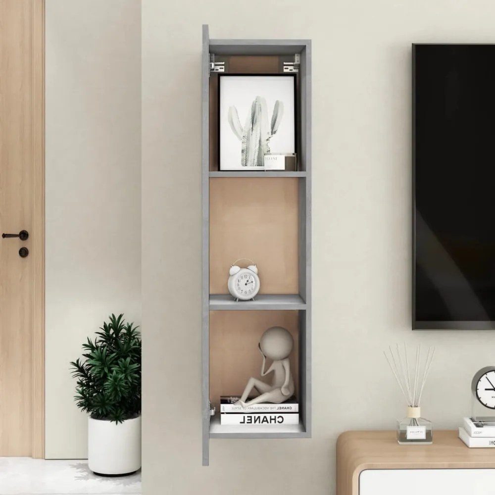 betonszürke szerelt fa TV-szekrény 30,5 x 30 x 110 cm