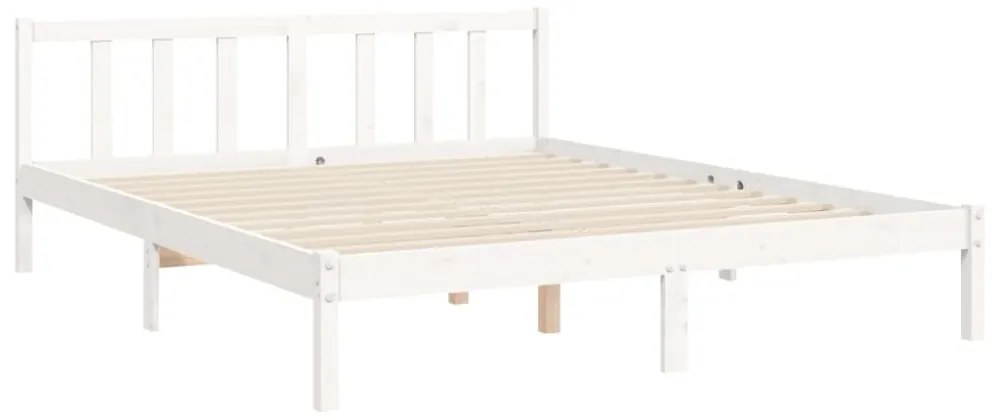 fehér tömör fa ágykeret fejtámlával King Size