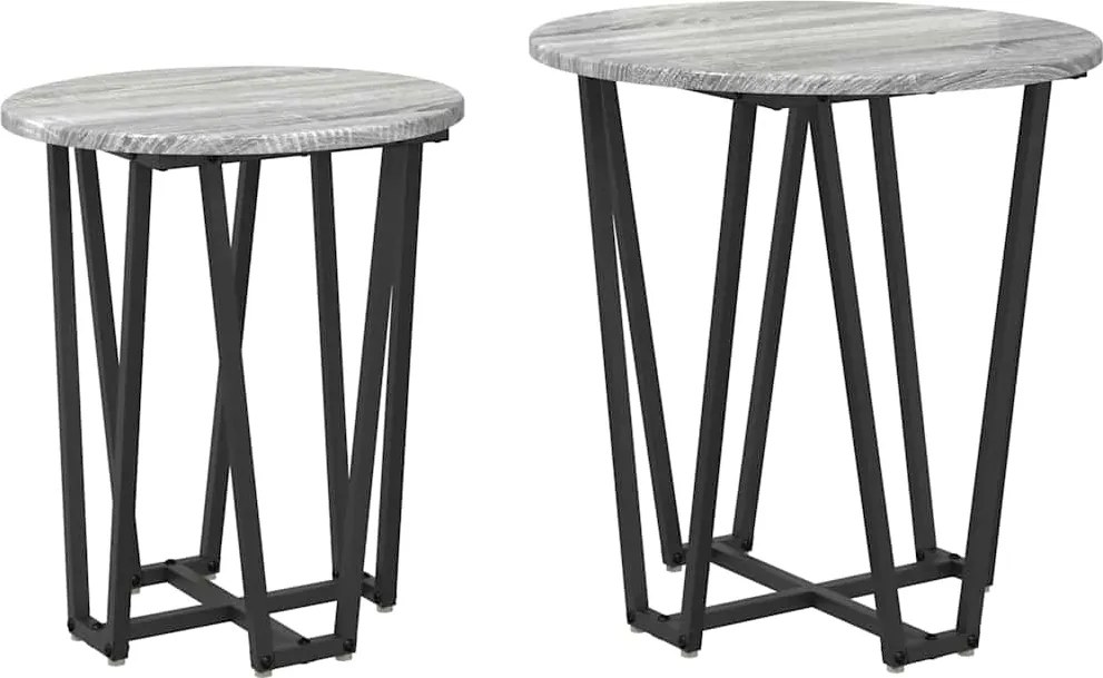vidaXL Kisasztal készlet 2 pcs Szürke Sonoma és Fekete