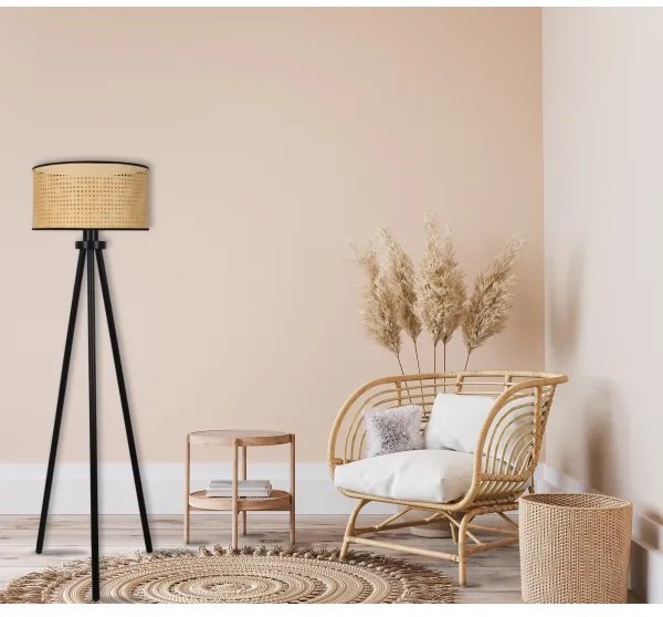 Duolla - Állólámpa ROLLER 1xE27/15W/230V átm. 45 cm rattan/fekete