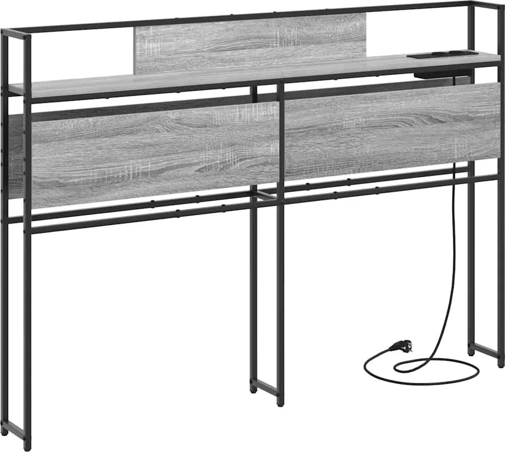 vidaXL Tároló fejtámla polcokkal Szürke sonoma 120 cm Faanyag