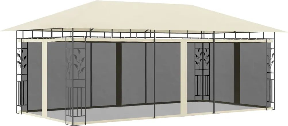vidaXL krémszínű pavilon szúnyoghálóval 6 x 3 x 2,73 m