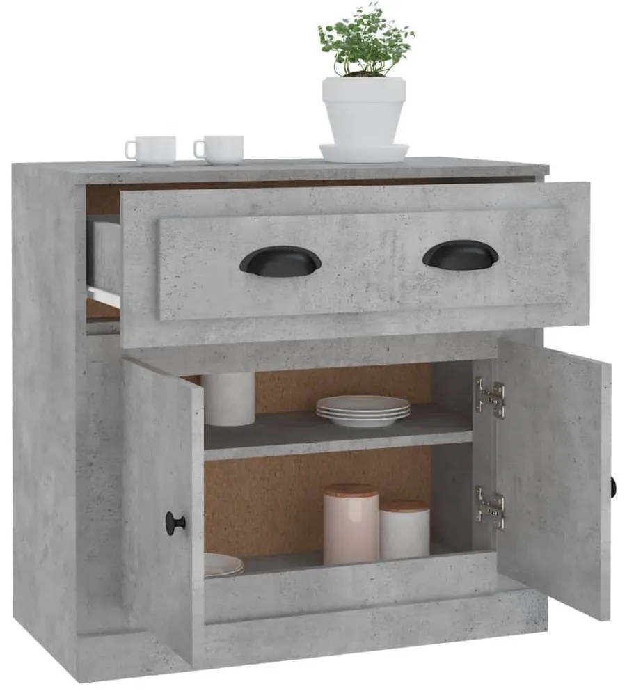 betonszürke szerelt fa tálalószekrény 70x35,5x67,5 cm