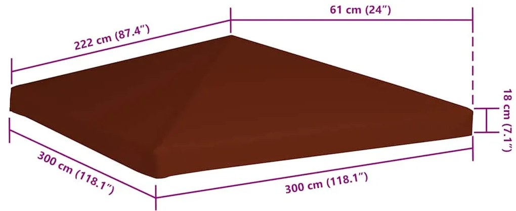 terrakotta pavilon tetőponyva 310 g/m² 3 x 3 m