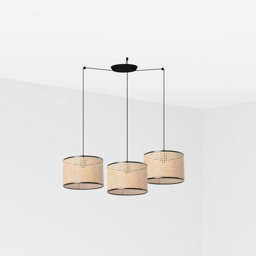 Faro Mambo függeszték fekete/rattan, átmérő 320 mm, 3xE27