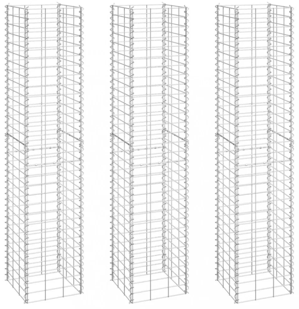 3 db vas gabion magaságyás 30 x 30 x 150 cm