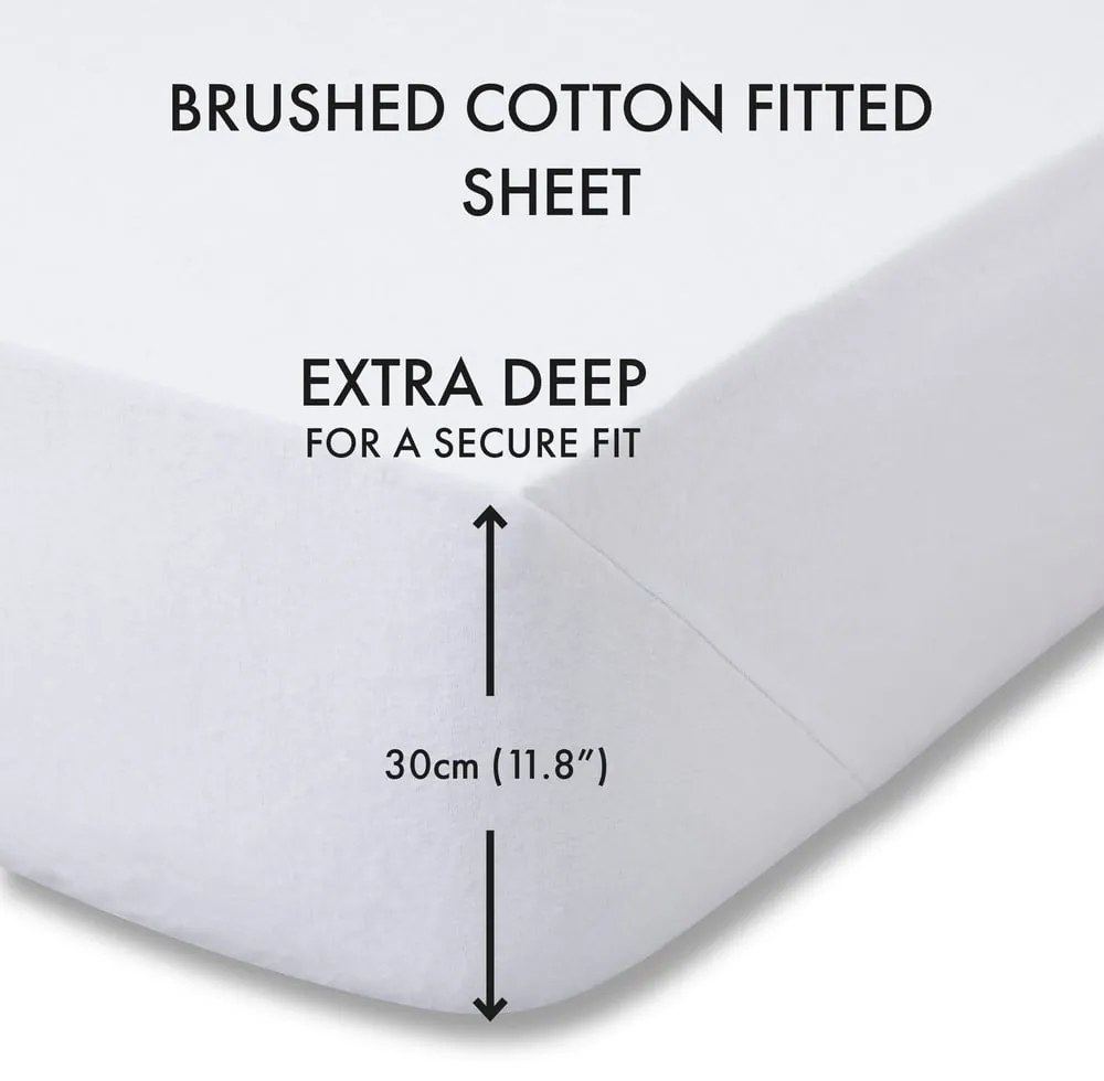 Fehér gumis flanel lepedő 150x200 cm Brushed – Catherine Lansfield