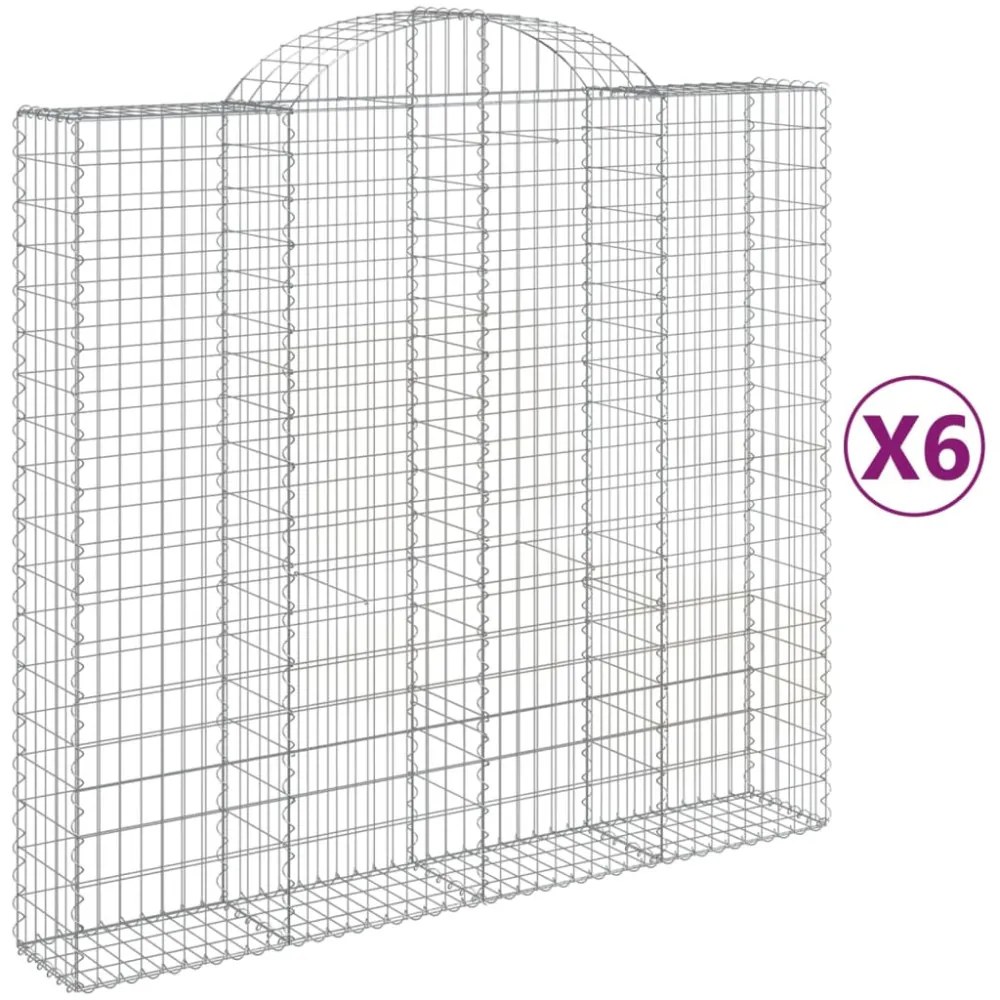 6 db íves horganyzott vas gabion kosár 200x50x180/200 cm