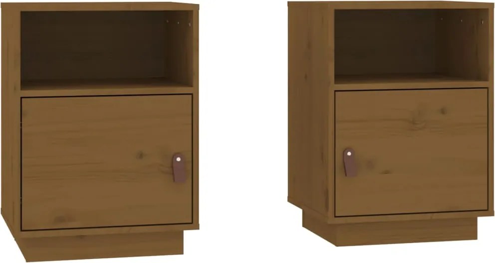 vidaXL 2 db mézbarna tömör fenyőfa éjjeliszekrény 40 x 34 x 55 cm