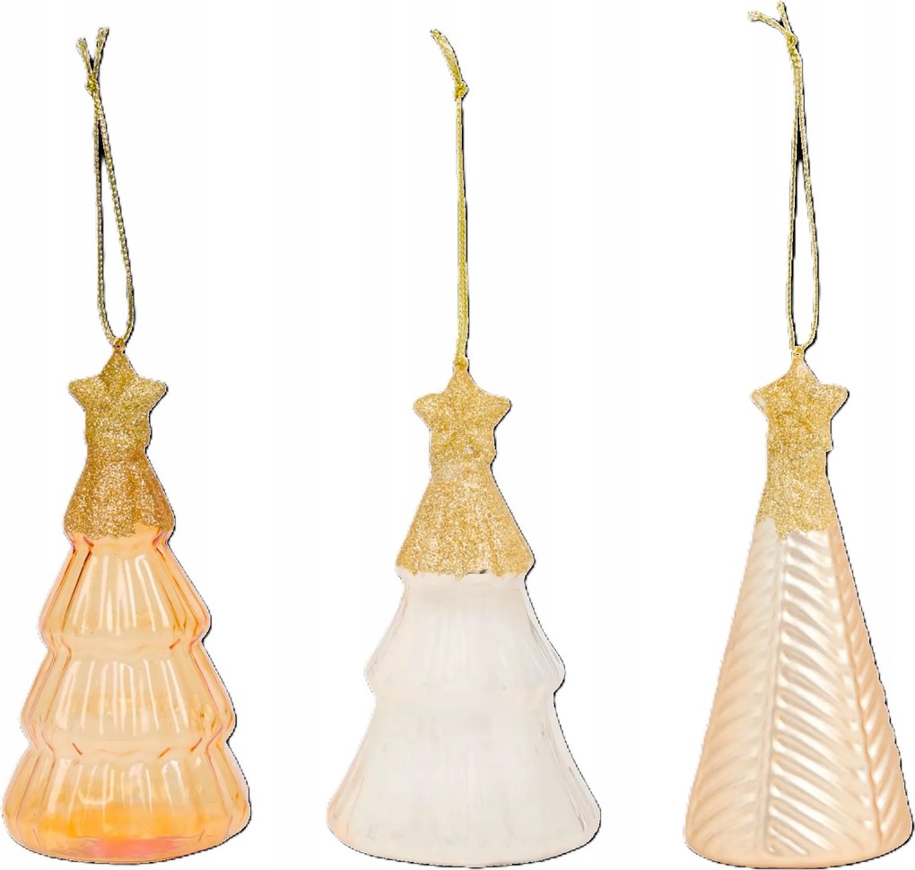 Üveg karácsonyfa medálok 6,7 x 12,6 cm Arany