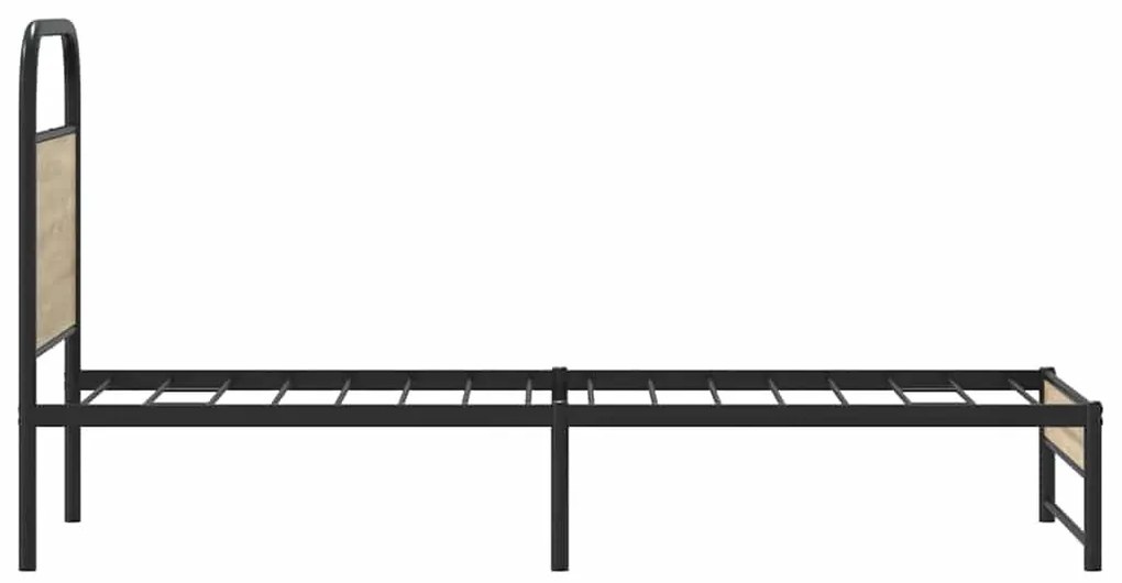 ágykeret matrac nélkül 80x200 cm füstölt tölgy fűrészelt fa
