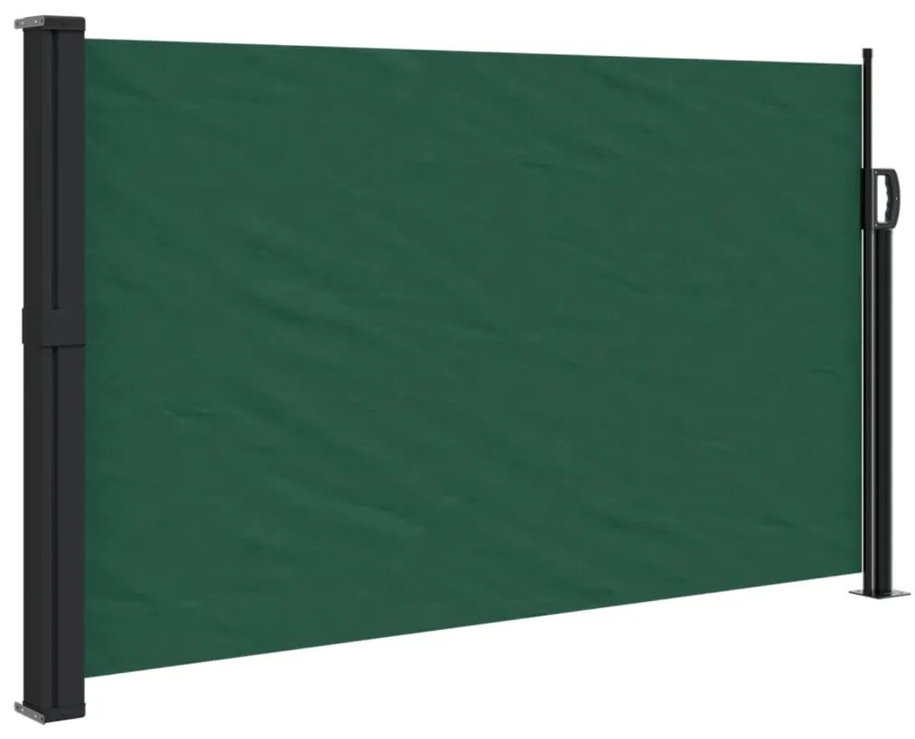 sötétzöld behúzható oldalsó napellenző 120 x 500 cm