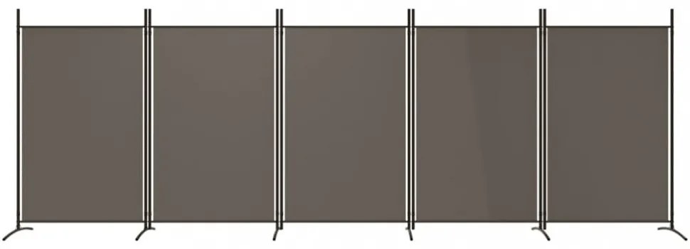 5 paneles antracitszürke szövet térelválasztó 433x180 cm