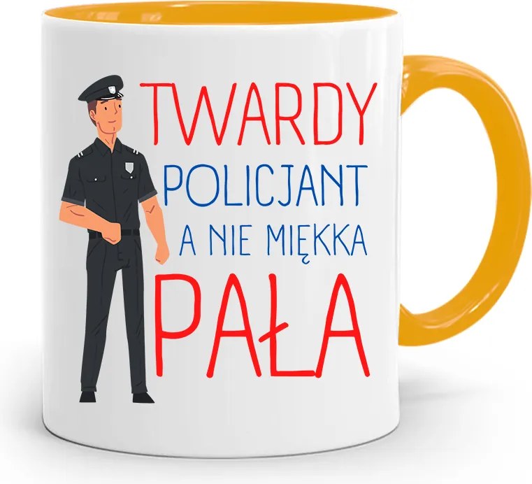 Sárga Bögre Ajándék Rendőrnek Nem Puha Bot fényképes nyomtatással