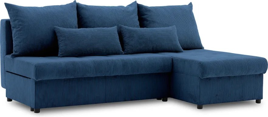 Venezia sarokkanapé, kordbársony, univerzális oldal, hab töltet, kék