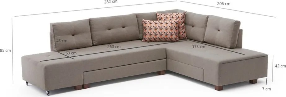 Bézs kinyitható sarokkanapé (jobb oldali) Manama – Balcab Home