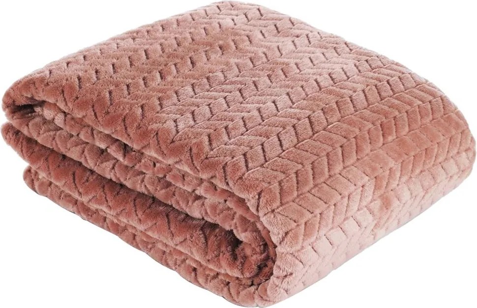 Ágytakaró pléd Cindy púder 170x210 halszálka mintás puha meleg