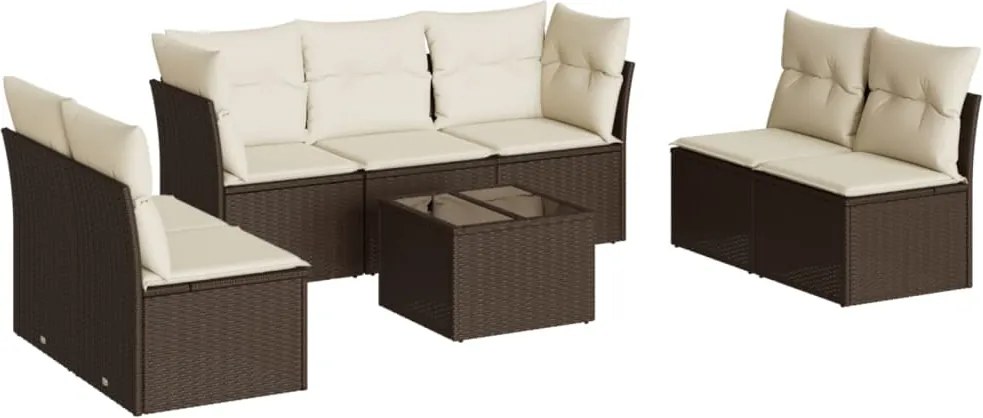 vidaXL 8 részes barna polyrattan kerti ülőgarnitúra párnákkal