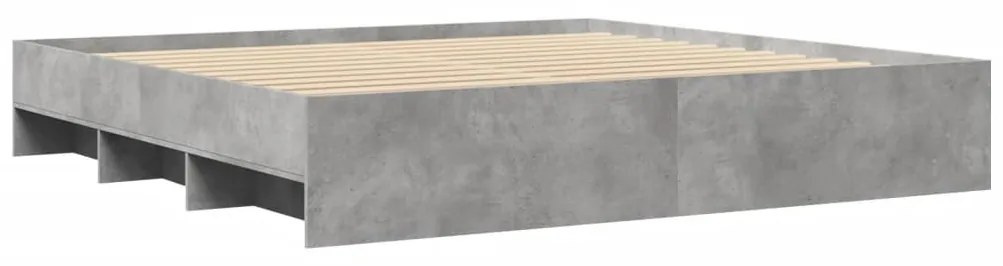 betonszürke szerelt fa ágykeret matrac nélkül 180 x 200 cm