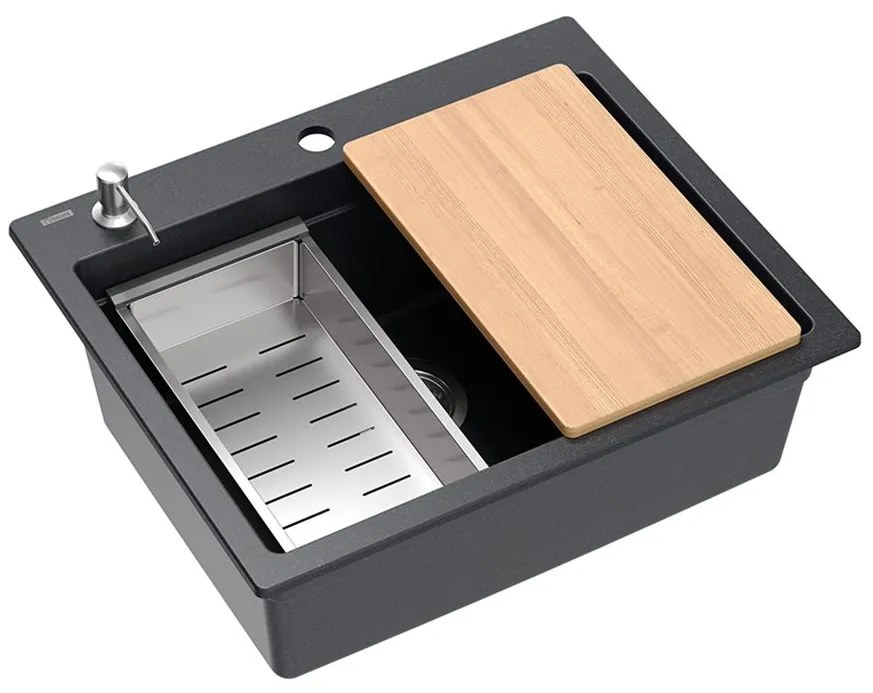 gránit mosogató KURT 110 WORKSTATION Black Dotted