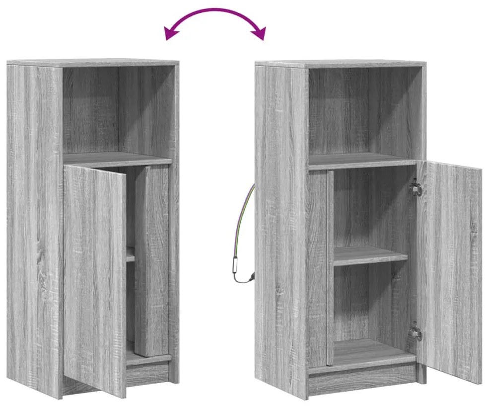 szürke sonoma szerelt fa tálalószekrény LED-del 42,5x34x100 cm