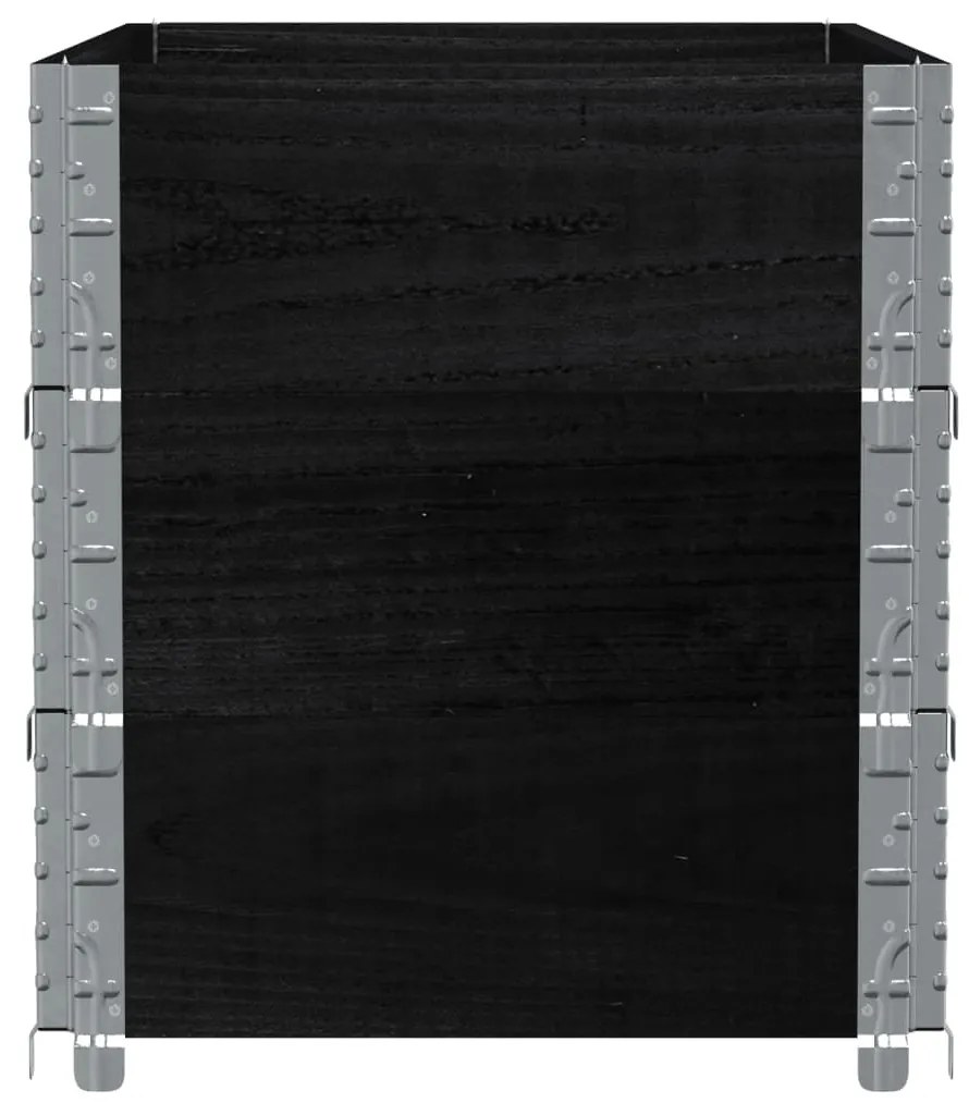 Fekete tömör fenyőfa kerti növénytartó 100 x 50 cm