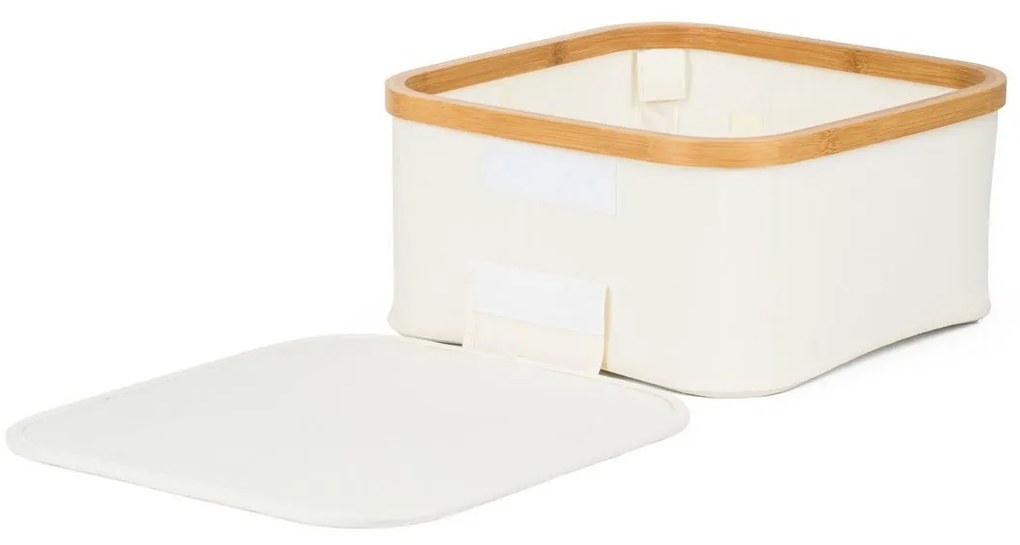 G21 tárolódoboz 30 x 30 x 15 cm, bambusz, fedéllel, bézs