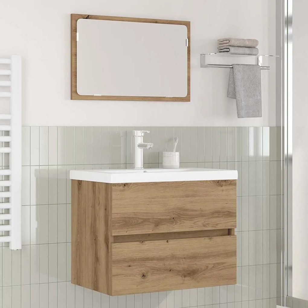 Fürdőszoba bútor szett 3 pcs kézműves tölgy 60 x 38.5 x 45 cm