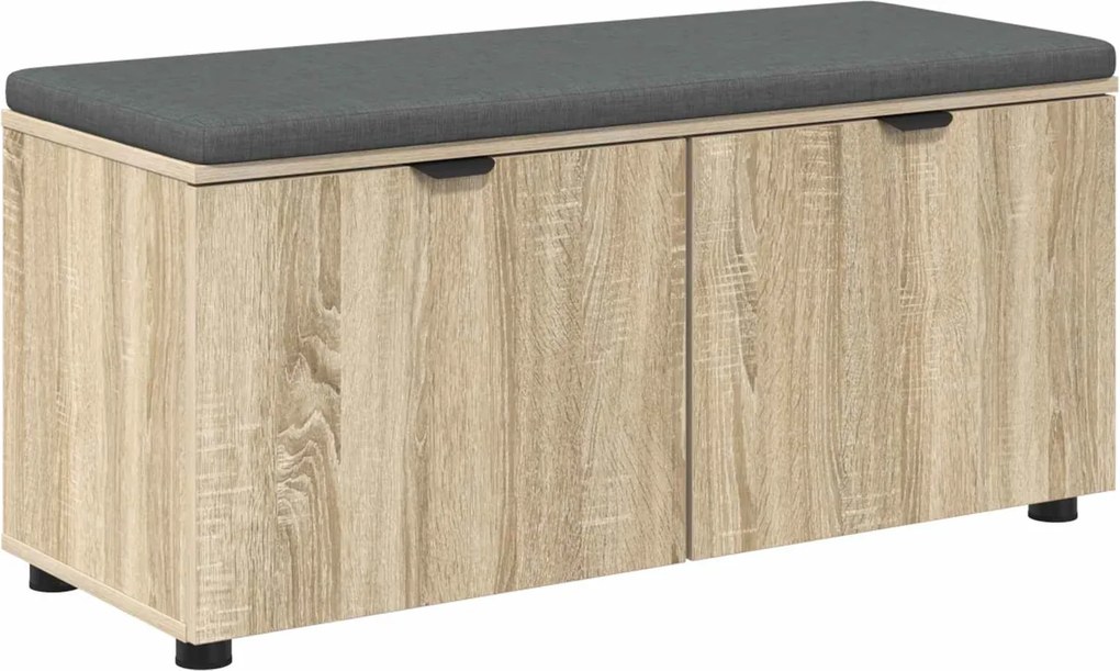 vidaXL Előtér pad Sonoma tölgy 100 x 38 x 46 cm Műanyag Fa és Szövet