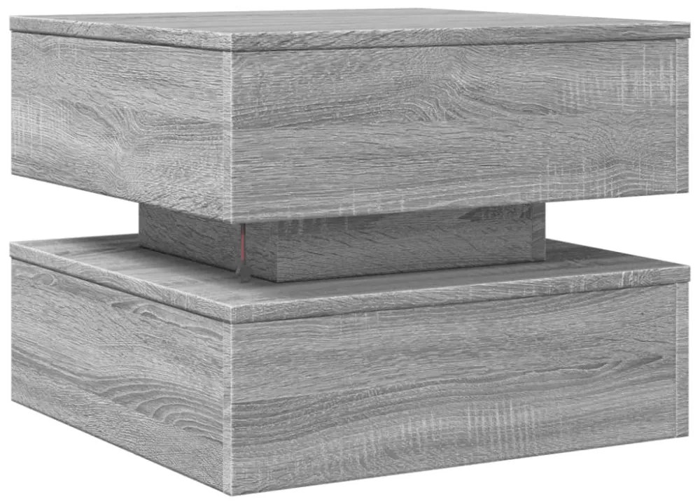 vidaXL szürke sonoma színű dohányzóasztal LED-lámpákkal 50x50x40 cm