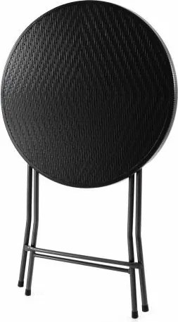 GARTHEN Kerti bárasztal kerek rattan utánzat 110 cm  fekete