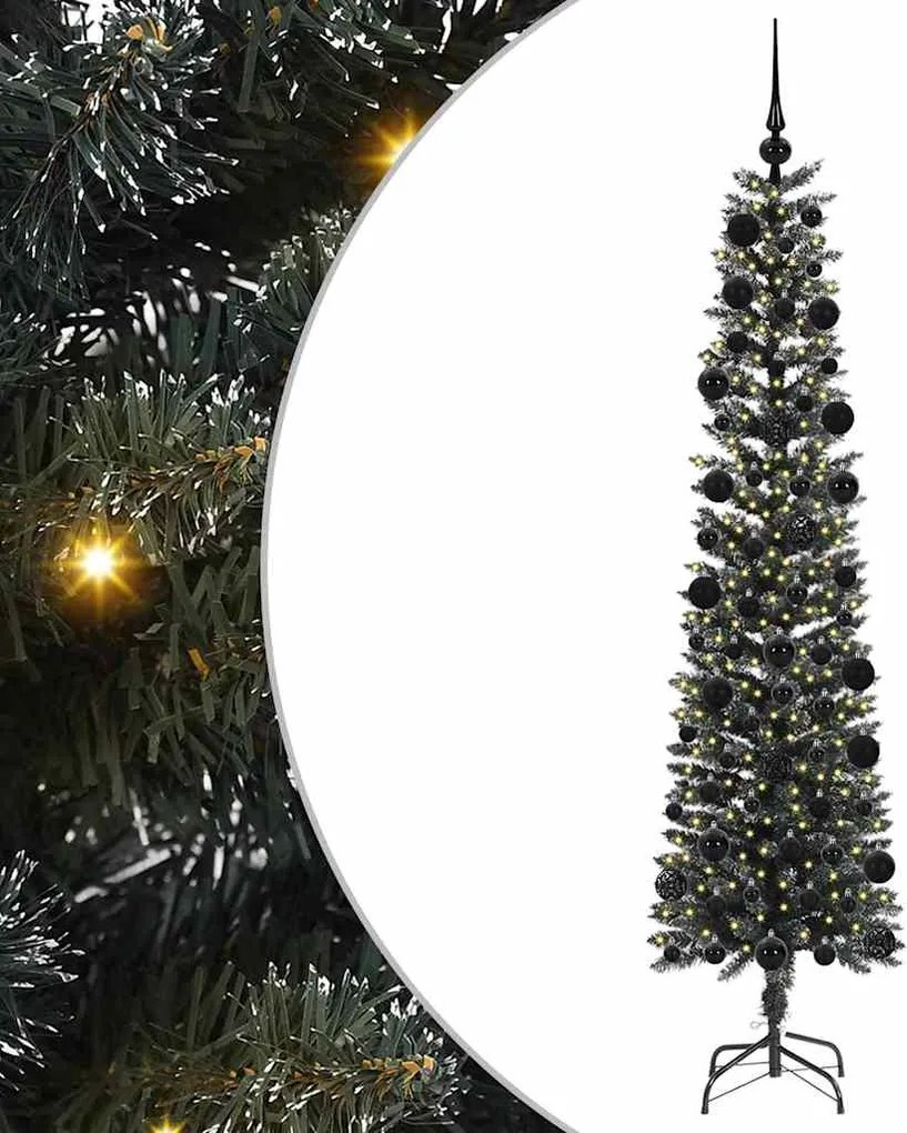 vidaXL Mű karácsonyfa 300 LED-del Zöld 210 cm PVC és Műanyag és Acél