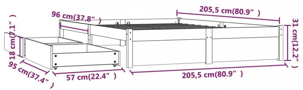 ágykeret fiókokkal 200x200 cm