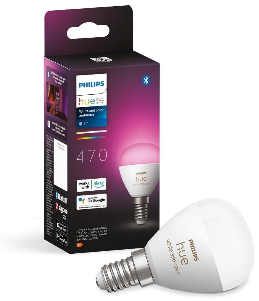 LED RGBW Dimmelhető izzó Philips Hue WACA P45 E14/5,1W/230V 2000-6500K