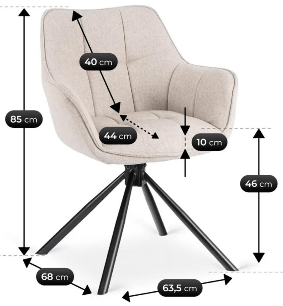 Krzesło Obrotowe PEONY 2 Beżowe