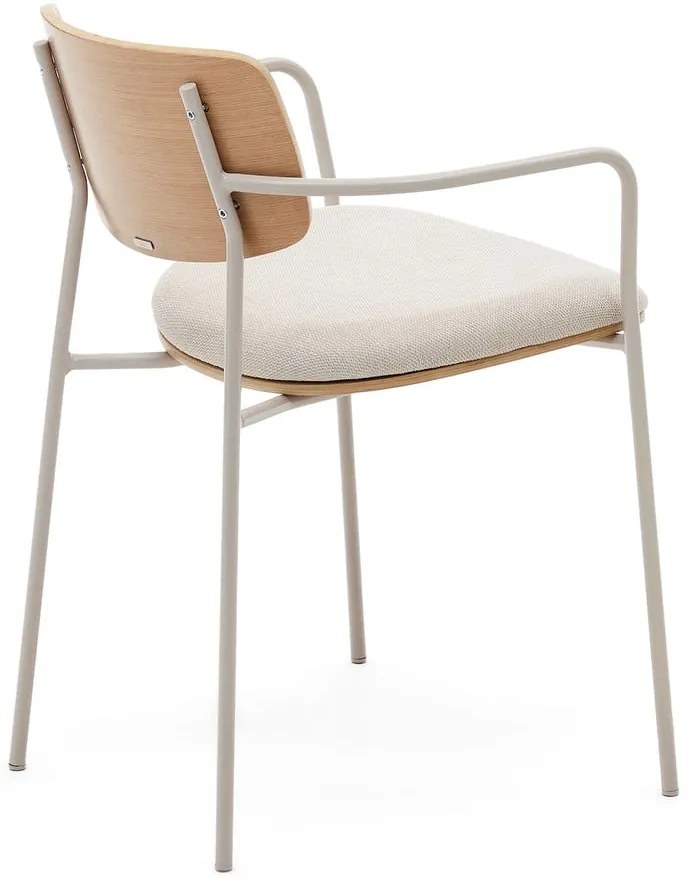 Bézs kárpitozott karfás-rakásolható étkezőszék Maureen – Kave Home