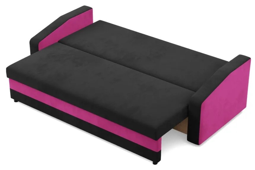 Hewlet kanapéágy, szövet anyag, hab töltet, fekete - rózsaszín