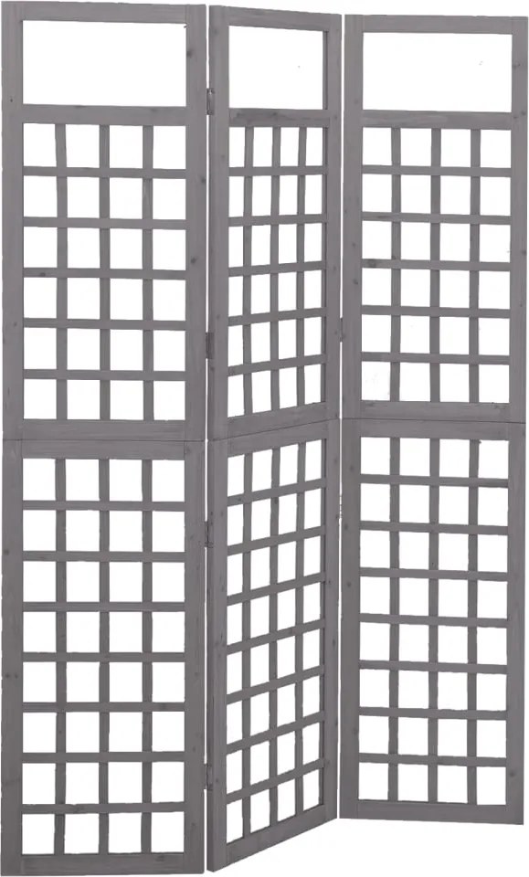 vidaXL 3 paneles szürke tömör fenyő térelválasztó/lugasrács 121x180 cm