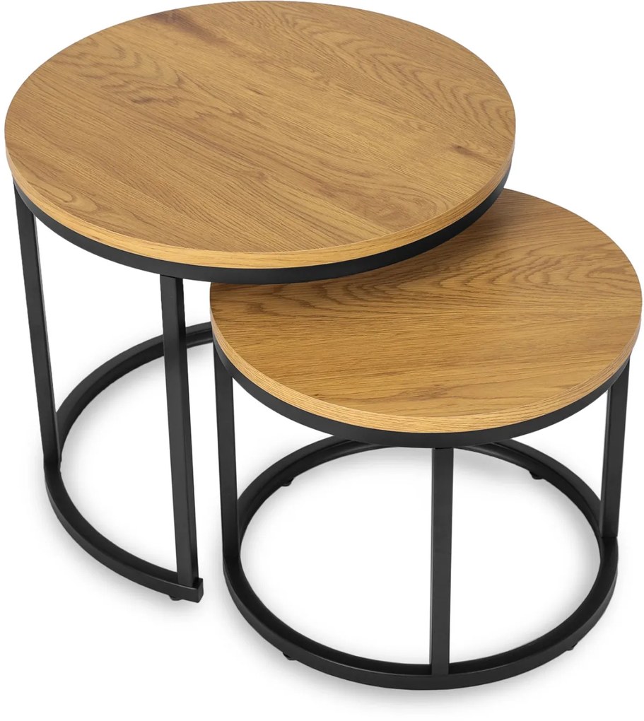 Dohányzóasztal Szett Aranytölgy Színben DELIA