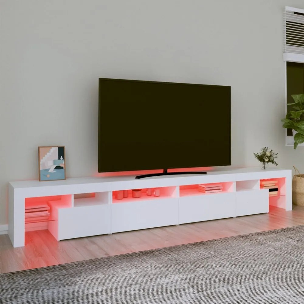 fehér TV-szekrény LED-lámpákkal 260x36,5x40 cm