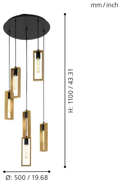 Eglo 44054 - Kábelcsillár LITTLETON 6xE27/60W/230V