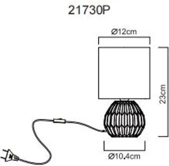 Globo 21730P Asztali lámpa, kerámia rózsaszín, textil rózsaszín, kábel PVC fehér, billenőkapcsoló a kábelen, ø: 120 mm, M: 230 mm, kábel hossza: 1300 mm, 1xE14 40W 230V izzó nélkül