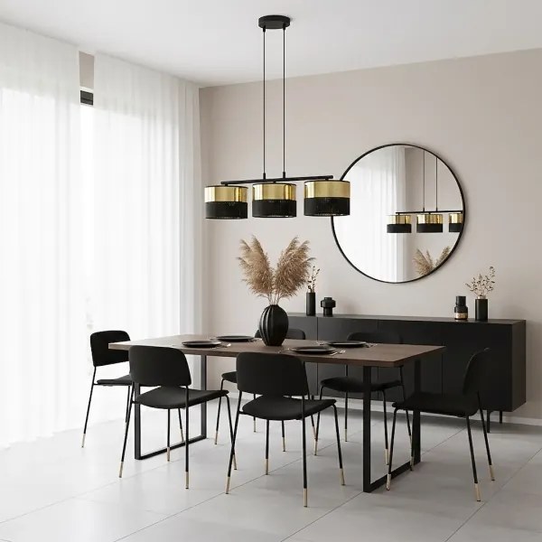 LUX kábeles csillár 3xE27/15W/230V fekete/arany