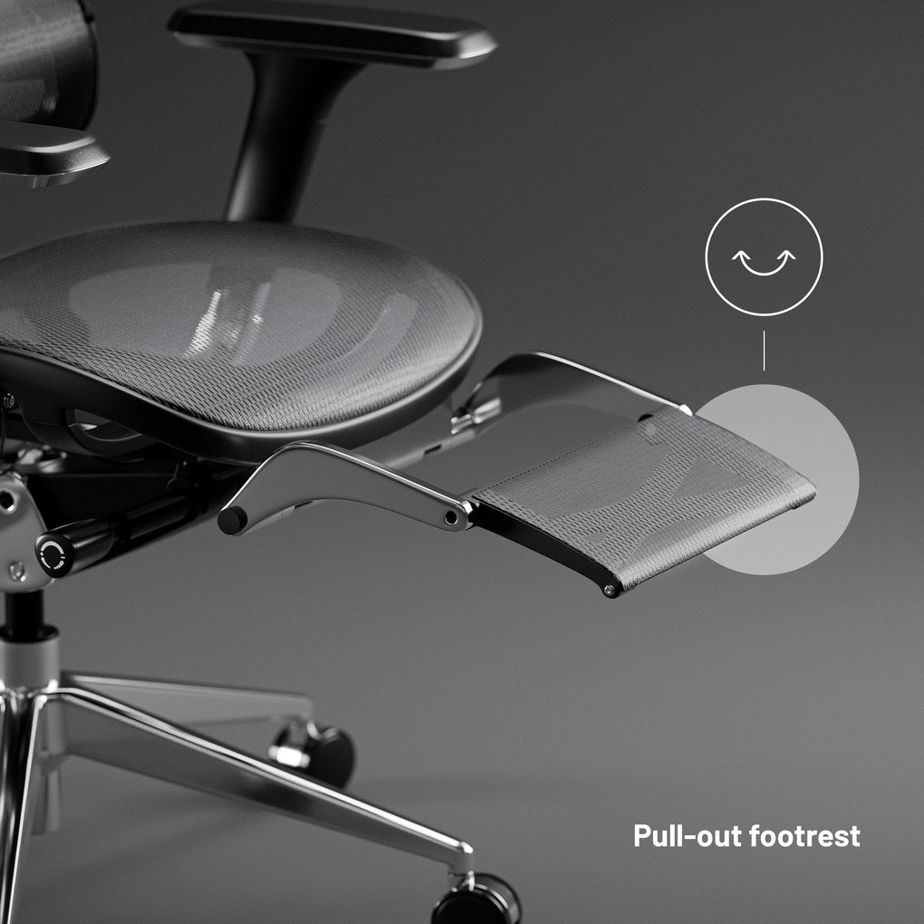 Ergonomikus irodai szék lábtartóval Normal Size, fekete-szürke: Diablo V-Master