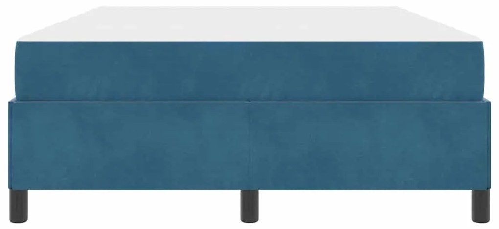 Ágykeret matracmal Sötétkék és fehér 160 x 200 cm Bársony