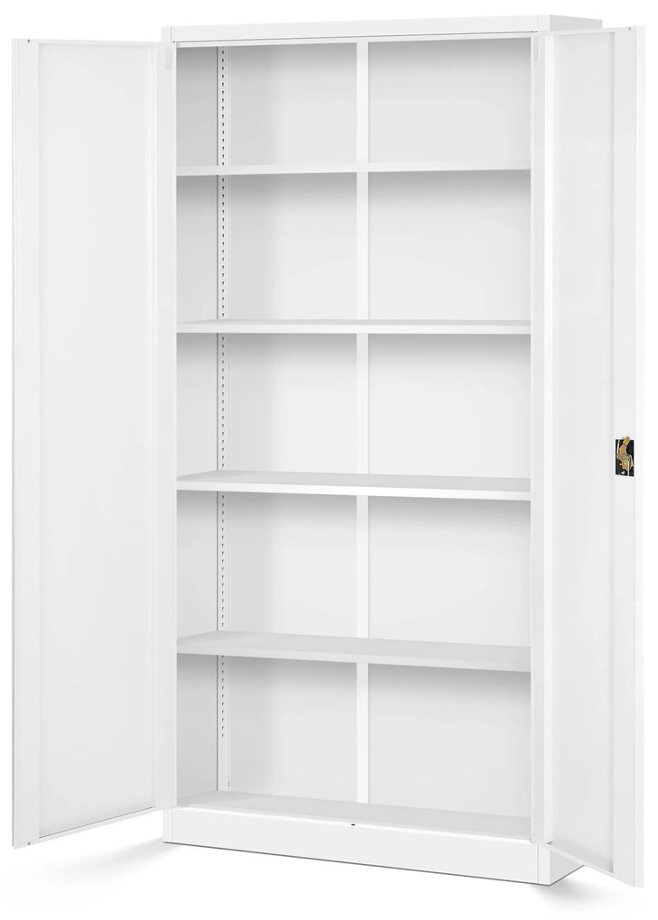 4x JAN fém irodai irattartó szekrény készlet, 900 x 1850 x 400 mm, fehér