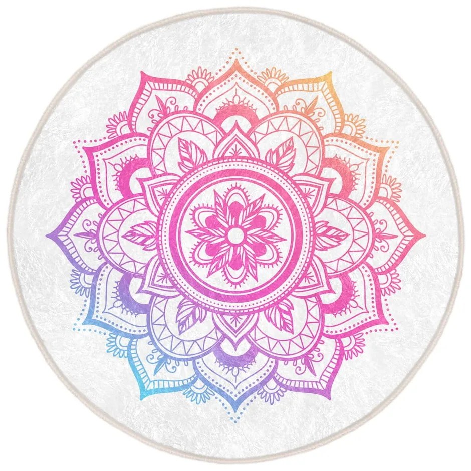 Fehér-rózsaszín mosható-robotporszívóval tisztítható kerek szőnyeg ø 80 cm Comfort – Mila Home